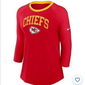 Nike Kansas City Chiefs Raglan 3/4 Sleeve T-Shirt Size XXL Women's Red Yellow‎